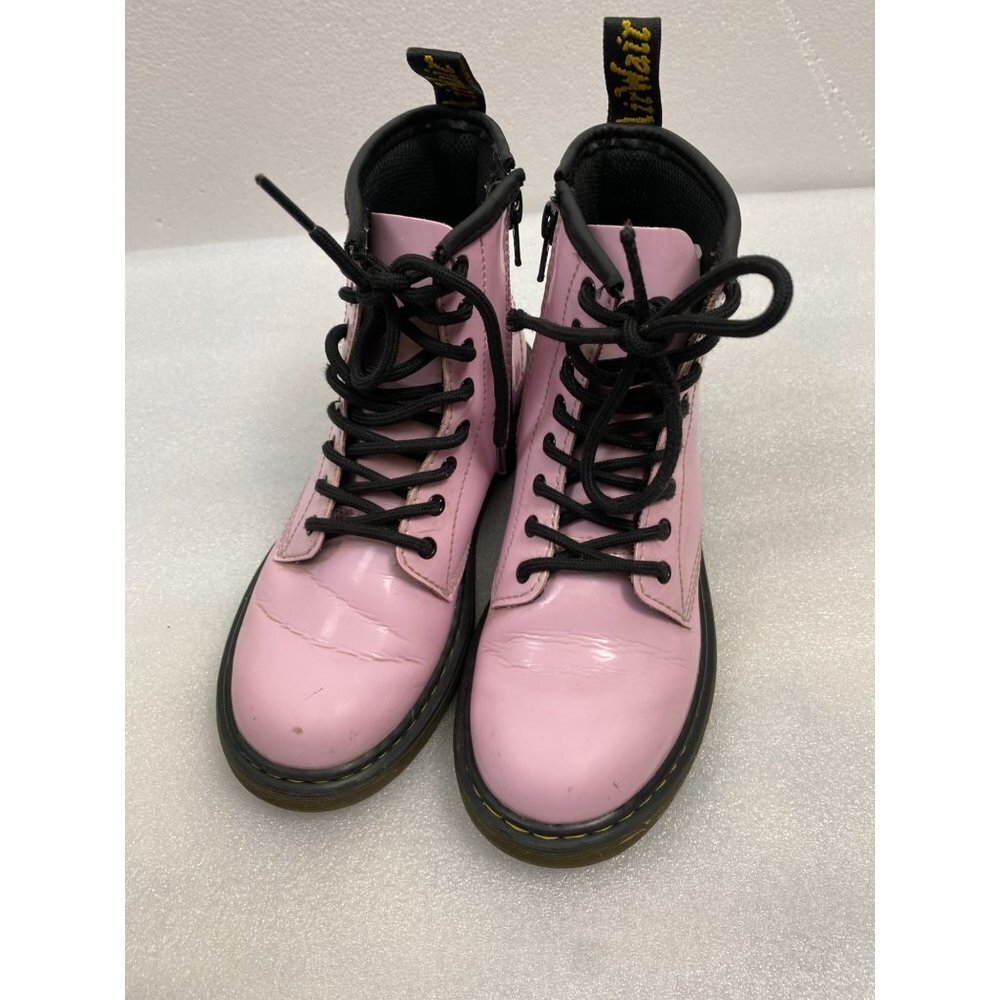 Dr. Martens Pink patent Leather Ankle Boots 1460J Youth size 2 Zip Lace Barbie - Picture 14 of 15